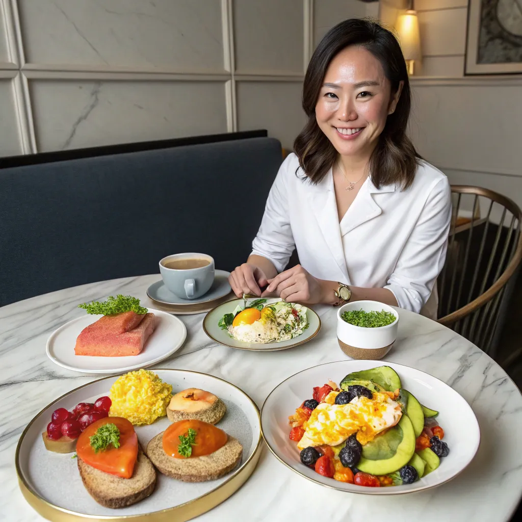 Sophia Lin showcasing her breakfast dishes